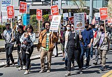 Starbucks workers rally and march in Seattle. Starbucks Workers Rally and March 07.jpg