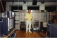 Karlheinz Stockhausen in the Electronic Music Studio of WDR, Cologne, in 1991 Stockhausen 1991 Studio.jpg