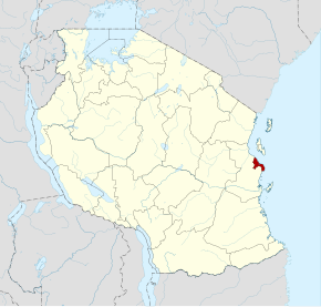 Kart over Dar-es-Salaam Swahili: Mkoa wa Dar es Salaam