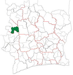 Location in Ivory Coast. Touba Department has had these boundaries since 2011.