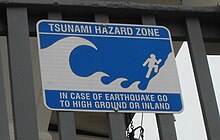 Tsunami warning zone sign in California.