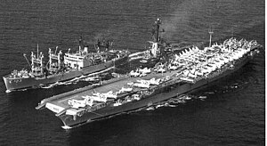 USS Nitro replenishing the USS Intrepid in the early 1960s