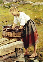 By the wash basin, 1892