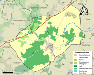 Carte en couleurs présentant l'occupation des sols.