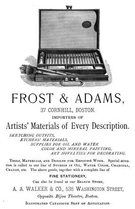 Advertisement for Frost & Adams; and branch store A.A. Walker & Co., opposite Bijou Theatre, Washington St., 1884