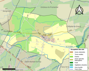 Carte en couleurs présentant l'occupation des sols.