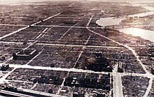 The bombing of Tokyo in March 1945 was the single deadliest air raid of World War II leaving an estimated 100,000 civilians dead and over one million homeless. After Bombing of Tokyo on March 1945 19450310.jpg