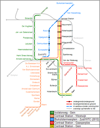 Liste des stations du mÃ©tro d'Amsterdam