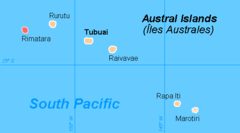 Localização da comuna de Rimatara (a vermelho) nas Austrais.