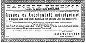 Reklámja a Reggeli Hírlapban (1890)