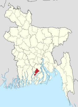 Bản đồ thể hiện vị trí của huyện Jhalakati ở Bangladesh