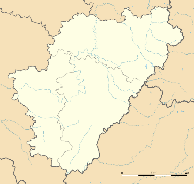 Mapa konturowa Charente, w centrum znajduje się punkt z opisem „Angoulême”
