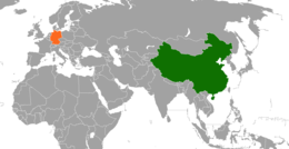 Mappa che indica l'ubicazione di Cina e Germania