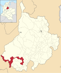 Location o the municipality an toun o Bolívar in the Santander Depairtment o Colombie.