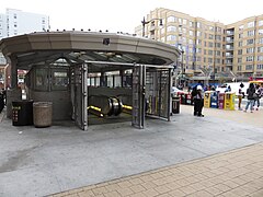 Head houses of Columbia Heights station in 2015