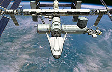 Artist's conception of the crewed Dream Chaser docked to International Space Station. Dream Chaser Docked to ISS.jpg