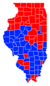 Les comtés en rouge sont remportés par Oglesby et les comtés bleus par Robinson