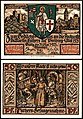 50 Pfennig Notgeldschein von Eisenach (1921) zur 400-Jahr-Feier der Ankunft Martin Luthers auf der Wartburg, RS: Luthers Gefangennahme