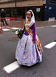 De Fallera Mayor Infantil de Valencia op weg naar de Virgen de los Desamparados, 17 maart 2015