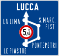 Bild 93 c: Vorwegweiser vor Kreuzungen integriert mit Vorschriftszeichen (Segnale di preavviso di bivio integrato)