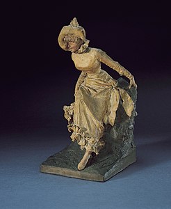 Jeune femme à la mode (1883), terre cuite patinée, musée royal des Beaux-Arts d'Anvers.