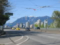 Granville Street Bridge, with downtown and the North Shore mountains in the background.