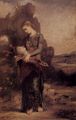 ギュスターヴ・モロー『オルフェウスの首を運ぶトラキアの娘』1865年。油彩、キャンバス、154 × 100cm。オルセー美術館[239]。
