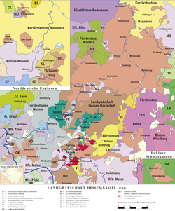 Гессен-Кассель: історичні кордони на карті