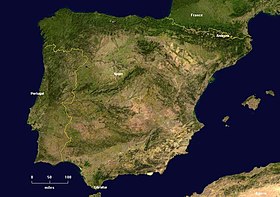 Image satellite de la péninsule Ibérique.