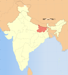 Map of India with the location of బీహార్ highlighted.