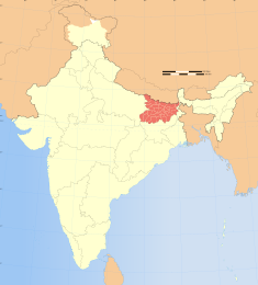 Map indicating the location of Bihar