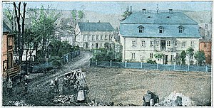 Na kolorované pohlednici datované k roku 1901