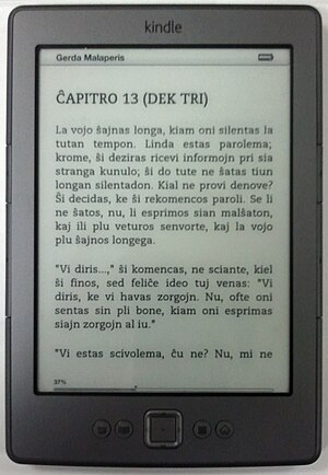 English: Latest Kindle (2011) showing Esperant...