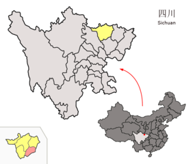 Cangxis läge i Guangyuan, Sichuan, Kina.