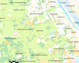 Mapa obce Avensan