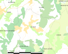 Mapa obce Bogève