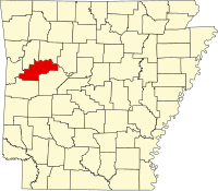Map of Arkanzas highlighting Logan County