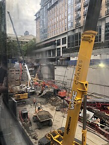 Excavation at City Square for Town Hall station in 2019.