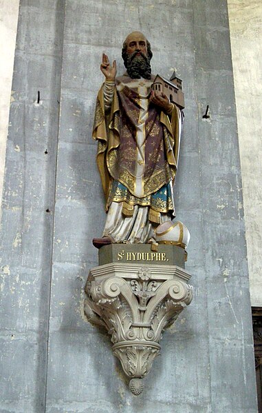 Den hellige Hidulf, statue i klosterkirken i Moyenmoutier (1800-t)