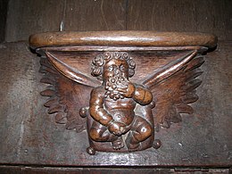 Misericord from the church of Saint-Prix in Noizay (Indre-et-Loire, France), depicting an angel Noizay (37) eglise Saint-Prix 11.jpg