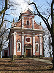 Overview of church of Saint Mary in Kostníky, Třebíč District.JPG