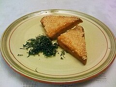 Shrimp toast with sesame seeds