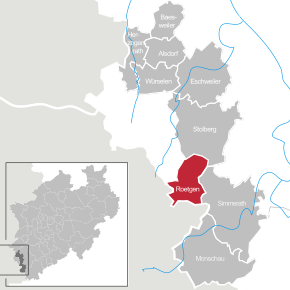Poziția comunei Roetgen pe harta districtului Aachen