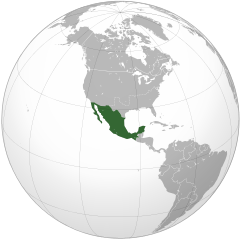 Mexikanska kejsardömets läge i Sydamerika.