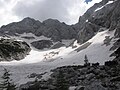 Snow fields beneath the glacier