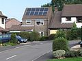 Solar panels roof-mounted on a house in Yate, South Gloucestershire, England