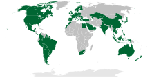 Countries with Starbucks locations as of October 2022 Starbucks Map.svg