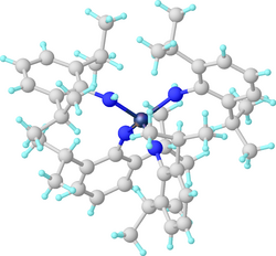Struktur des Diamido-diimidokomplexes W(NAr)2(N(H)Ar)2 (ArNH2 = 2,6-Diisopropylanilin).