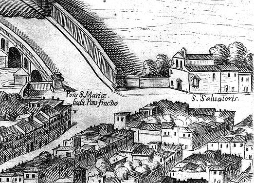 San Salvatore de Pede Pontis på Antonio Tempestas Rom-karta från 1593.