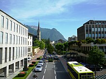 Like Monaco, the small size of Liechtenstein has led to it being among the highest ranked European states for GDP per capita. Vaduz Zentrum.jpg